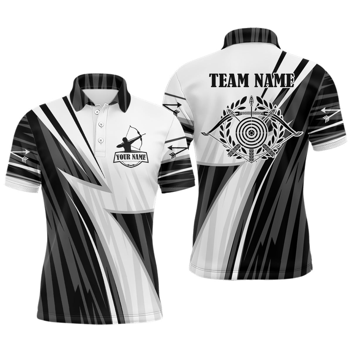 Personalized White Black Target Archery Polo Shirts For Men, Custom Arrows Archery Team Shirts VHM0763