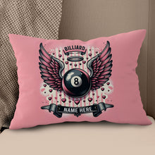 Load image into Gallery viewer, Personalized Pink Billiard With Wings Pillow, Best Valentine Gifts For Billiard Lover TDM0884