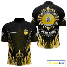 Load image into Gallery viewer, Customized Yellow Icy Funny 9 Ball Pool Crown Men Quarter-Zip Shirt Custom Billiard Jersey TDM1297