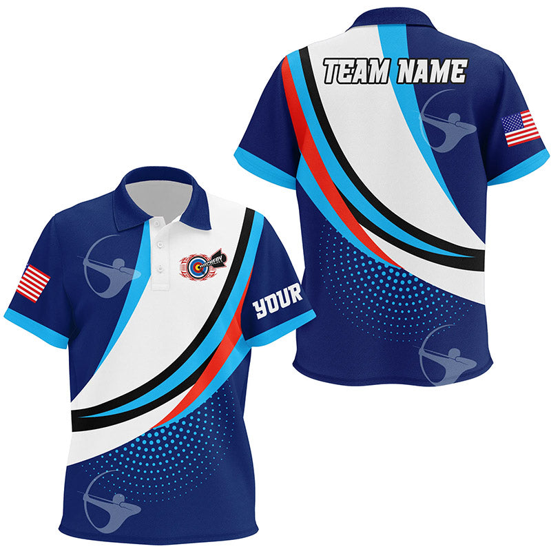 Personalized Blue Archer Jerseys Polo Shirts For Kid Custom Team Name Archery Jerseys Shirts TDM0651