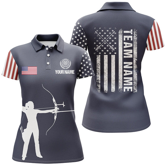 Personalized US Archery Silhouette Archers Women Polo Shirts Custom Patriotic Archery Team Shirts TDM0464