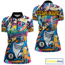Load image into Gallery viewer, Funny Shark Colorful Graffiti Style Custom 8 Ball Billiard Shirt For Women Best Billiard Team Jersey TDM3850