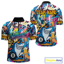 Load image into Gallery viewer, Funny Shark Colorful Graffiti Style Custom 8 Ball Billiard Shirt For Men Best Billiard Team Jersey TDM3850