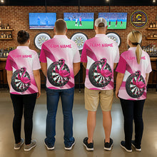 Load image into Gallery viewer, Custom Pink Flamingo Funny Darts Shirt For Women, Darts Team Jersey Polo &amp; 1/4 Zip, Darts Gift TDM6278