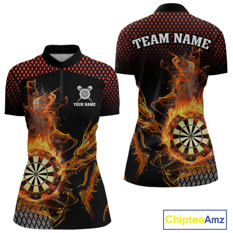 Personalized Dartboard Flame Smoke Custom Dragon Darts Shirt For Women, Darts Team Jersey|Orange TDM4311