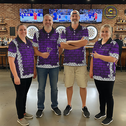 Purple Brick-Wall Fierce Bulldog Women Darts Quarter- Zip Team Shirt Personalized Name For Players NYN2115