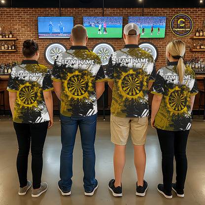Custom Yellow Grunge Dart Shirt With Pocket Option For Men, Dart Team Jersey TDM5888
