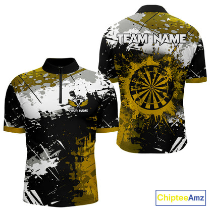 Custom Yellow Grunge Dart Shirt With Pocket Option For Men, Dart Team Jersey TDM5888