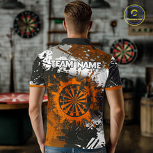 Load image into Gallery viewer, Custom Orange Grunge Dart Shirt With Pocket Option For Men, Dart Team Jersey TDM5889