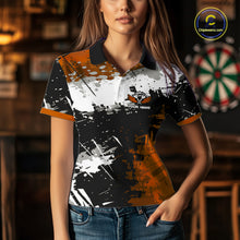 Load image into Gallery viewer, Custom Orange Grunge Dart Shirt With Pocket Option For Women, Dart Team Jersey TDM5889