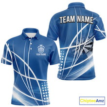 Load image into Gallery viewer, Blue Darts Jersey For Men Custom Light Streaks Darts Tournament Team Shirt Polo &amp; Quarter Zip TDM6026