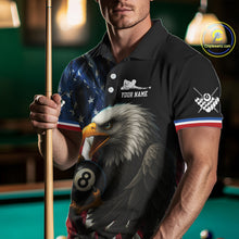 Load image into Gallery viewer, American Flag Eagle 8 Ball Mens Billiard Polo &amp; 1/4 Zip Custom Patriotic Team Billiard Pool Jersey TDM3866