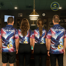 Load image into Gallery viewer, Custom 8 Ball &amp; 9 Ball American Flag Eagle Billiard Shirt For Women, Pool Team Jersey Polo &amp; 1/4 Zip TDM6281