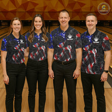 Load image into Gallery viewer, Custom American Flag Smoke Bowling Shirt For Men, Patriotic Team Bowling Jersey Polo &amp; 1/4 Zip TDM6290