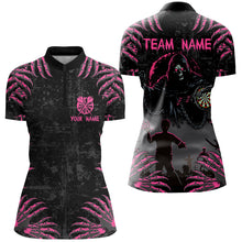 Load image into Gallery viewer, Funny Claw Grim Reaper Women Darts Shirts Custom Grunge Pink Black  Halloween Darts Jerseys TDM2697