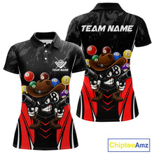 Load image into Gallery viewer, Black And Red Funny 8 Ball Billiard Shirt For Women Custom Pool Team Shirts, Billiard Jersey Outfit TDM5406