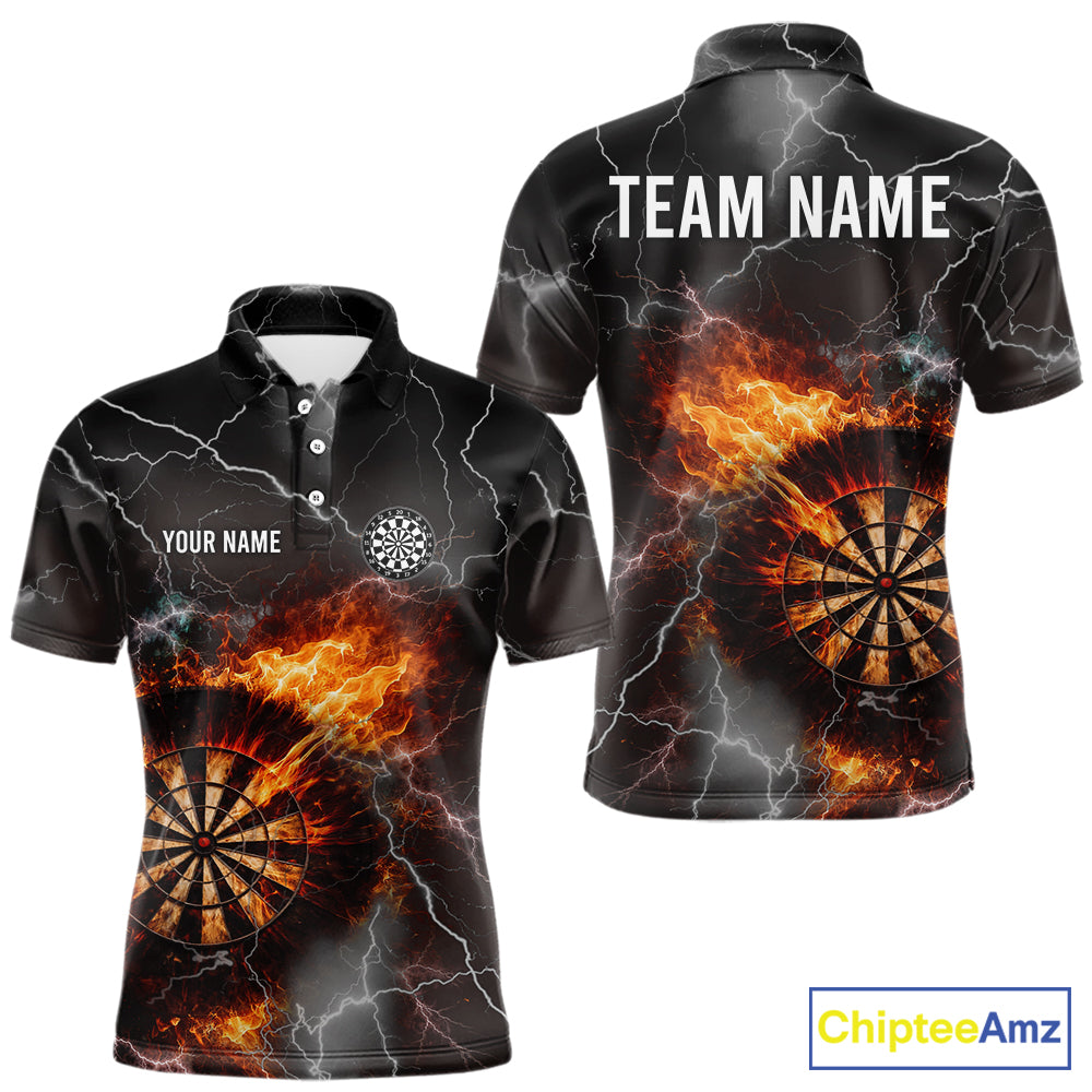 Custom Lightning Flame Darts Shirt With Pocket Option For Men, Darts Jersey TDM5684