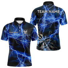 Load image into Gallery viewer, Blue And Black Thunder Lightning Dart Shirts With Pocket For Men Custom 3D Darts Team Jerseys TDM3524
