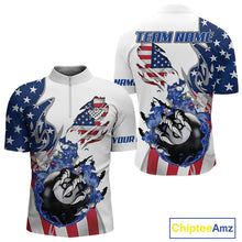 Load image into Gallery viewer, 8 Ball Pool Claw American Flag Billiard Shirt For Men Custom Patriotic Billiard Team Jersey|White TDM6043