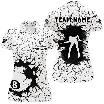 Personalized Billiard Crack 8 Ball Pool Women Polo & Quarter-Zip Shirts, Unique Billiard Jerseys TDM1791