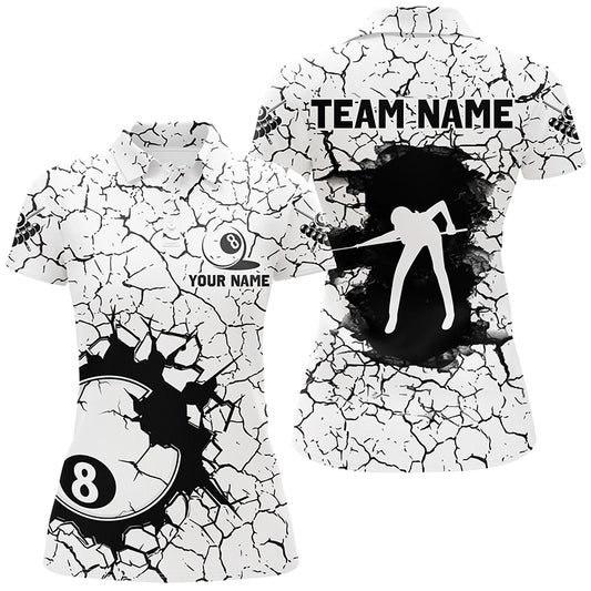 Personalized Billiard Crack 8 Ball Pool Women Polo & Quarter-Zip Shirts, Unique Billiard Jerseys TDM1791