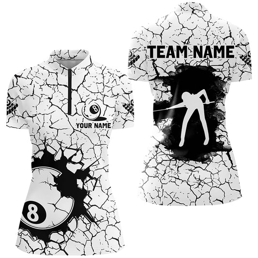 Personalized Billiard Crack 8 Ball Pool Women Polo & Quarter-Zip Shirts, Unique Billiard Jerseys TDM1791