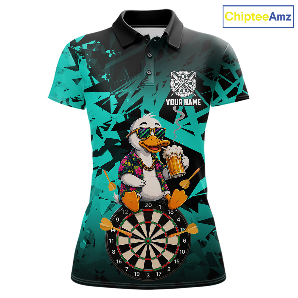 Personalized Turquoise Funny Duck Beer Darts Shirts For Women Custom Darts Team Jersey, Darts Gift TDM7194