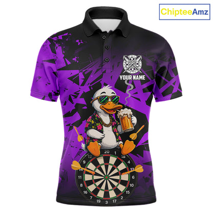 Personalized Purple Funny Duck Beer Darts Shirts For Men Custom Darts Team Jersey, Darts Gift TDM7196