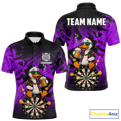 Personalized Purple Funny Duck Beer Darts Shirts For Men Custom Darts Team Jersey, Darts Gift TDM7196