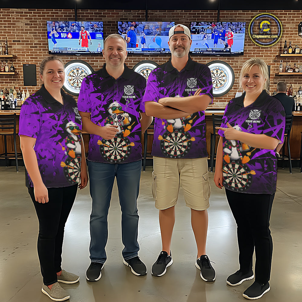 Personalized Purple Funny Duck Beer Darts Shirts For Women Custom Darts Team Jersey, Darts Gift TDM7196