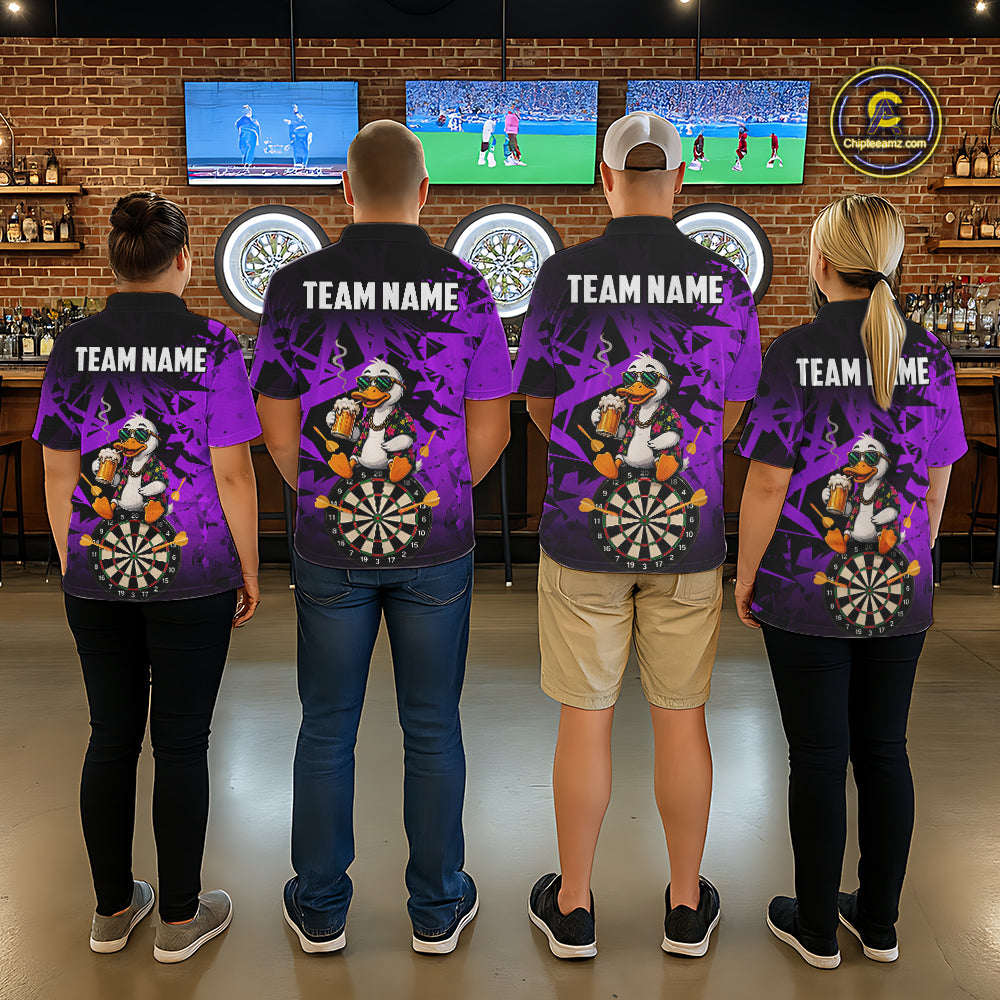 Personalized Purple Funny Duck Beer Darts Shirts For Women Custom Darts Team Jersey, Darts Gift TDM7196