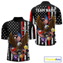 Load image into Gallery viewer, Billiard Eagle American Flag Stripes Pool Jersey For Men Custom Patriotic Billiard Team Shirt|Red TDM4983