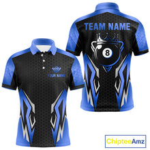 Load image into Gallery viewer, Black And Blue 8 Ball Pool Crown Billiard Shirt For Men Custom Billiard Jersey Team Polo &amp; 1/4 Zip TDM4990