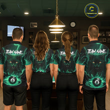 Load image into Gallery viewer, Turquoise 8 Ball Lightning Cat Billiard Shirt For Men Custom Pool Team Jersey Polo &amp; 1/4 Zip TDM5697