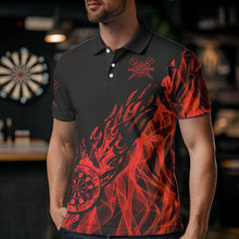 Load image into Gallery viewer, Red And Black Dartboard Fire Flame Darts Polo &amp; Quarter Zip Custom Dart Shirt For Men Dart Jerseys TDM3707