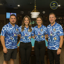 Load image into Gallery viewer, Blue Funny Shark 9 Ball &amp; 8 Ball Billiard Shirt For Men Custom Pool Team Jersey Polo &amp; 1/4 Zip TDM6057