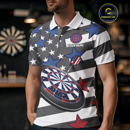 Patriotic American Flag Eagle Dart Shirts For Men Custom Darts Jerseys Team Polo & 1/4 Zip TDM3883