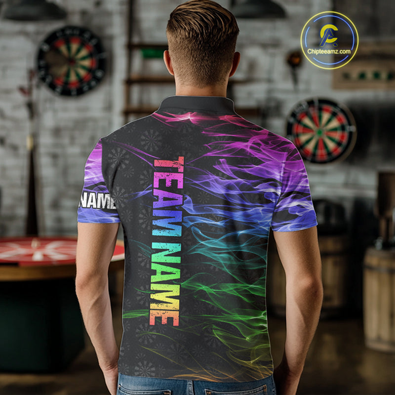 Custom Rainbow Smoke Darts Shirt For Men, Darts Team Jersey Pocket Option TDM3886