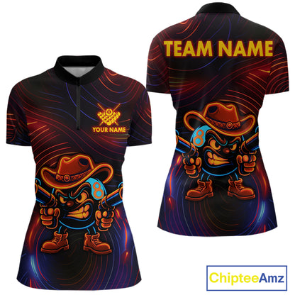 Funny Neon 8 Ball Billiard Shirt For Women Custom Pool Team Shirt, Billiard Jersey Polo & 1/4 Zip TDM5446