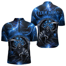 Load image into Gallery viewer, Personalized Blue Grim Reaper Custom Thunder Lightning Men Dart Shirts, 3D Darts Team Jerseys TDM3551