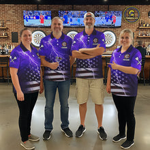 Load image into Gallery viewer, Purple Lightning US Flag Dart Shirt For Men Custom Dart Jersey Pocket Option TDM5916
