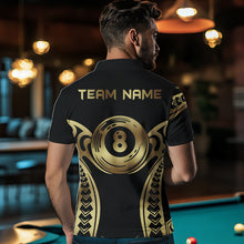 Load image into Gallery viewer, Personalized Black &amp; Gold Tribal Pattern 8 Ball Pool Billiard Shirts For Men Billiard Attire Gifts NYN2821