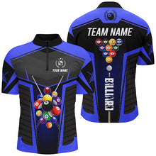 Load image into Gallery viewer, Personalized Blue Jersey 10 Ball Billiard Shirt For Men Custom 3D Billiard Balls Pool League Shirts TDM1806