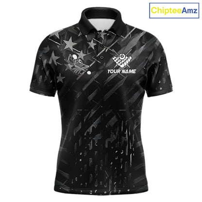 Black American Flag Skull 8 Ball Billiard Pool Shirts For Men Custom Billiard League Team Jersey TDM7227