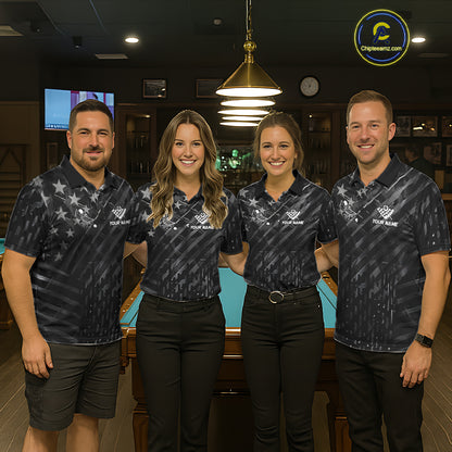 Black American Flag Skull 8 Ball Billiard Pool Shirts For Women Custom Billiard League Team Jersey TDM7227