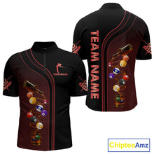 Load image into Gallery viewer, Funny DNA Wine Billiard Shirt For Men Custom Pool Team Shirts, Billiard Jersey Polo &amp; 1/4 Zip|Red TDM5194