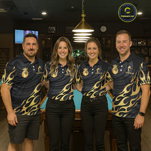 Load image into Gallery viewer, Custom Crown 8 Ball Billiard Shirt For Women, Black And Gold Pool Team Jersey Polo &amp; Quarter Zip TDM5457