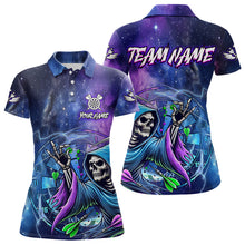 Load image into Gallery viewer, Grim Reaper Blue Purple Galaxy Dart Shirts For Women Custom Darts Jerseys TDM3561