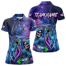 Load image into Gallery viewer, Grim Reaper Blue Purple Galaxy Dart Shirts For Women Custom Darts Jerseys TDM3561