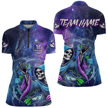 Load image into Gallery viewer, Grim Reaper Blue Purple Galaxy Dart Shirts For Women Custom Darts Jerseys TDM3561